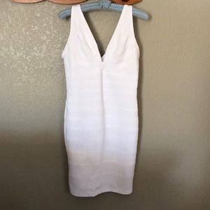 Peep Form-Fitting White M Spandex Dress